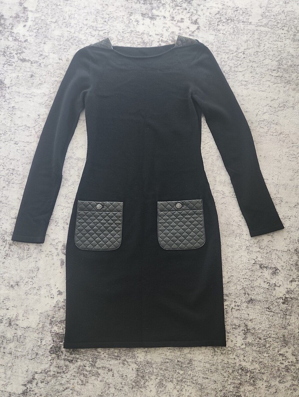 Chanel $3,990 Authenticated Wool Cashmere Leather Dress Size 36 FR (4 US) Black